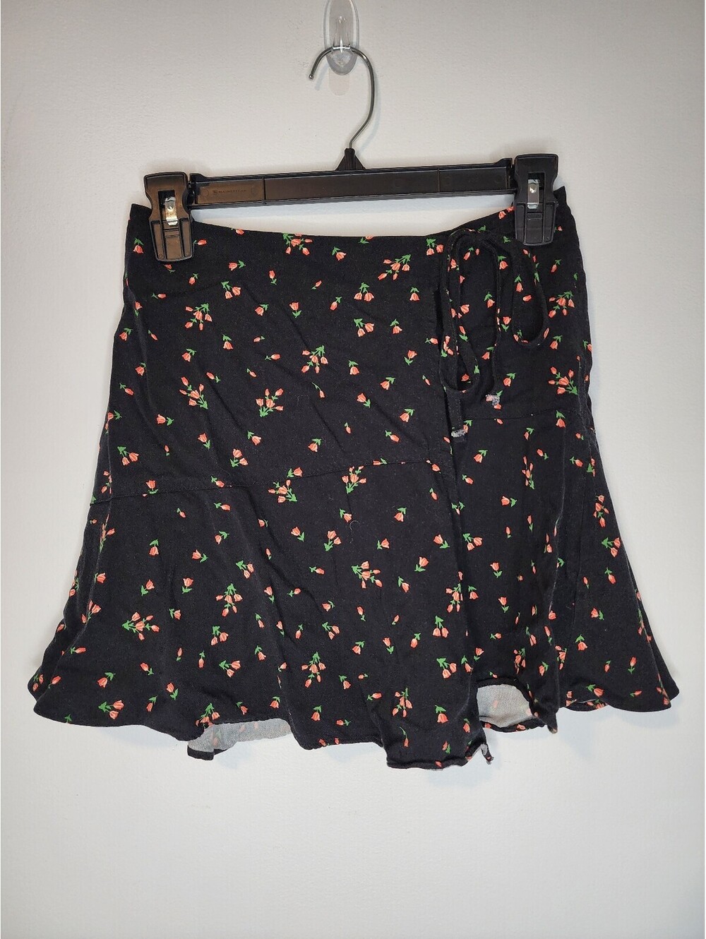 Urban Outfitters Black Floral Wrap Skirt Size S